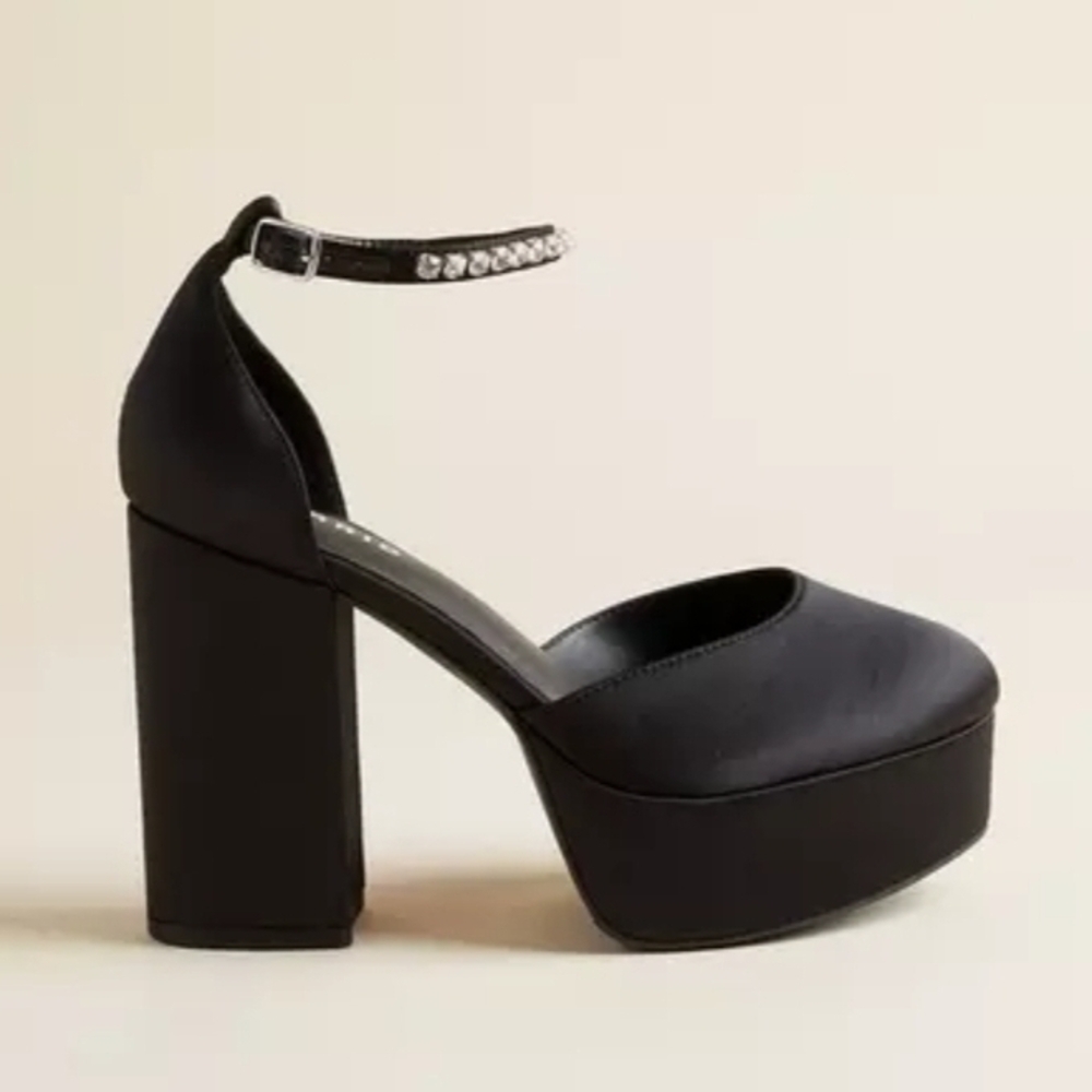 Torrid Black Platform Heels with Rhinestone Strap
